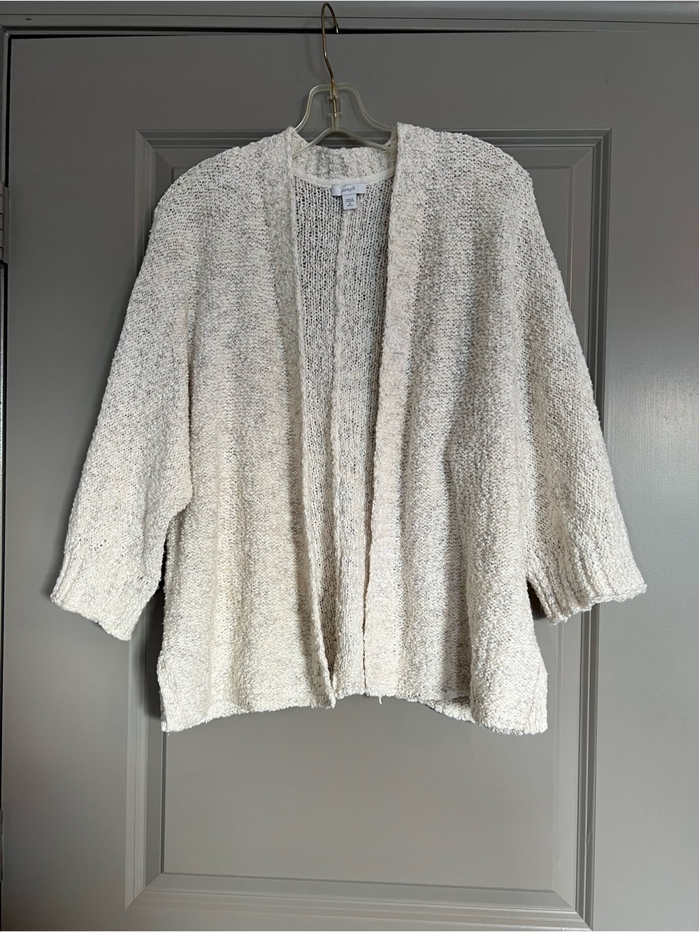 J. Jill Pure Jill Cozy Open-Front Cream Knit Cardigan